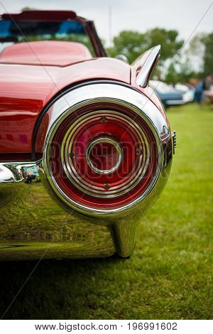 PAAREN IM GLIEN GERMANY - MAY 23 2015: Stoplight of a personal luxury car Ford Thunderbird (third generation). The oldtimer show in MAFZ.