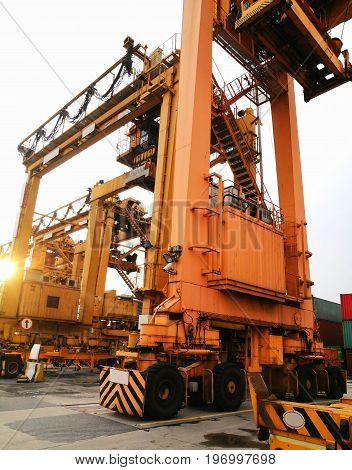 Rubber Tried Gantry Cranes (RTG) At Industrial Port