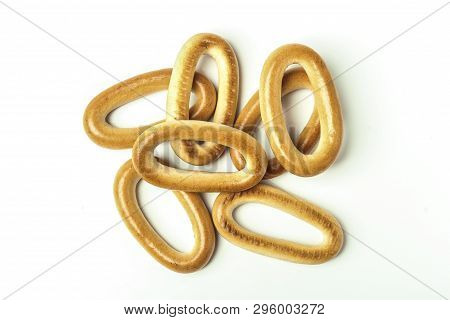 Heap Of Bagels Isolated On A White Background
