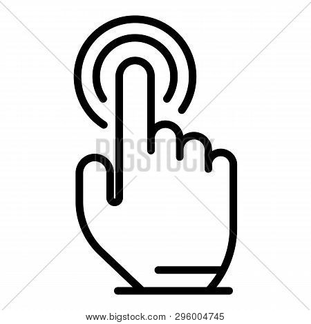 Cursor Finger Click Icon. Outline Cursor Finger Click Vector Icon For Web Design Isolated On White B