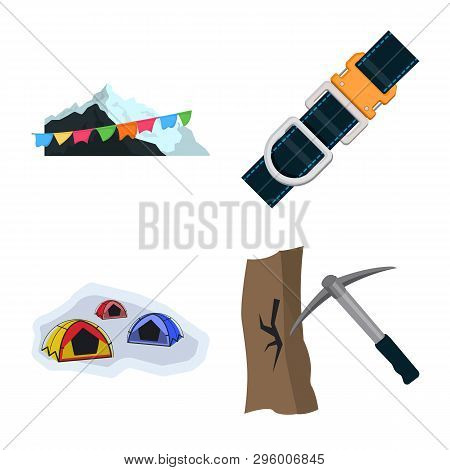 Vector Design Of Mountaineering And Peak Icon. Collection Of Mountaineering And Camp Stock Vector Il