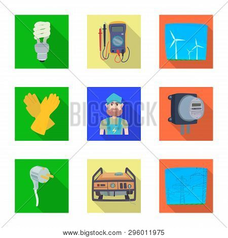 Vector Design Of Electricity And Electric Logo. Set Of Electricity And Energy Stock Symbol For Web.