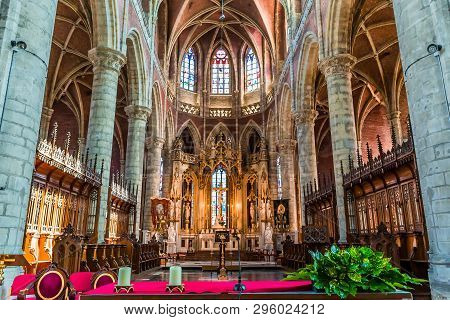 Interiors Of Saint Michael Cathedral, Ghent, Belgium