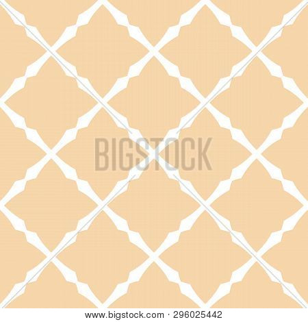 Square Grid Vector Seamless Pattern. Subtle Abstract Geometric Texture With Rhombuses, Diamonds, Gri