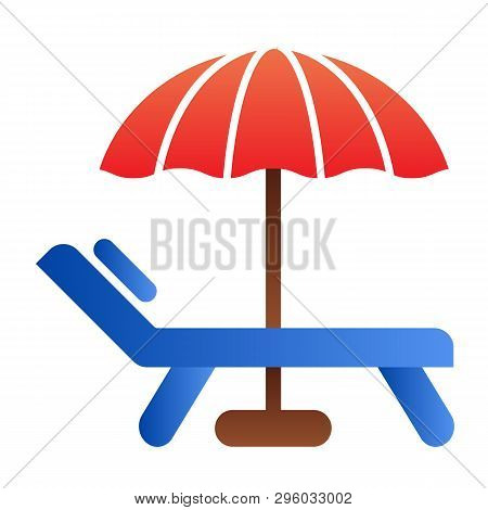 Beach Umbrella And Chair Flat Icon. Vacation Color Icons In Trendy Flat Style. Travel Gradient Style