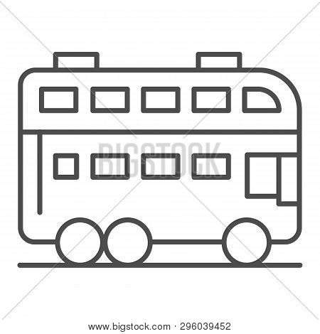 London Bus Thin Line Icon. Double Decker Bus Vector Illustration Isolated On White. Travel Outline S