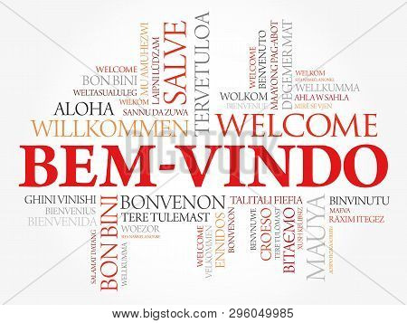 Bem-vindo (welcome In Portuguese) Word Cloud In Different Languages, Conceptual Background