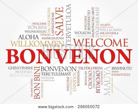 Bonvenon (welcome In Esperanto) Word Cloud In Different Languages, Conceptual Background