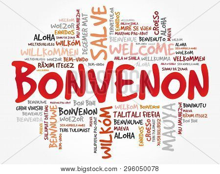 Bonvenon (welcome In Esperanto) Word Cloud In Different Languages, Conceptual Background