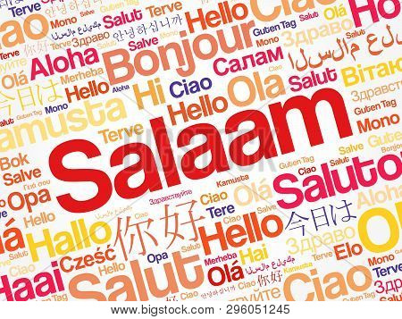Salaam (hello Greeting In Persian,farsi) Word Cloud In Different Languages Of The World, Background 