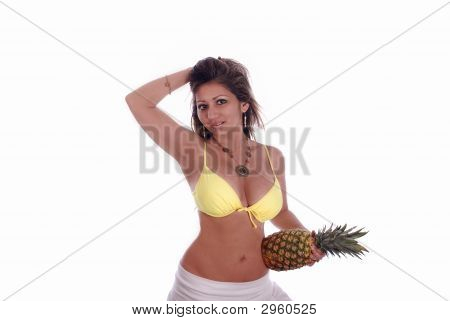 Female Holding ananas