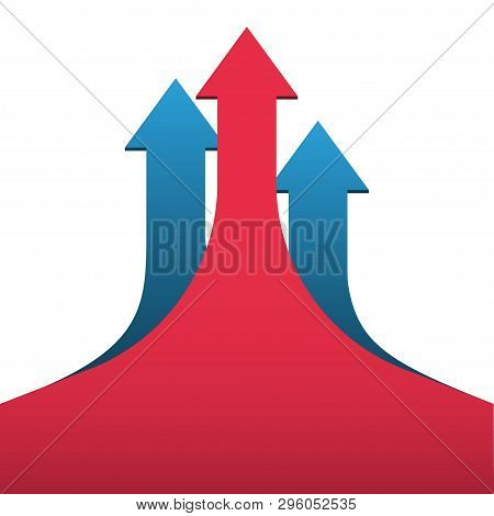 Leader Arrow Up. Business Arrow Target Direction To Success. Concept Of Decision Making And Choices 