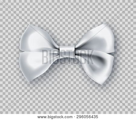 Sparkling White Bow Tie From Satin Material. Wedding Ceremony Accessory For Groom And Best Man Isola