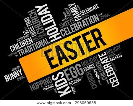 Easter Word Cloud Collage, Holiday Concept Background