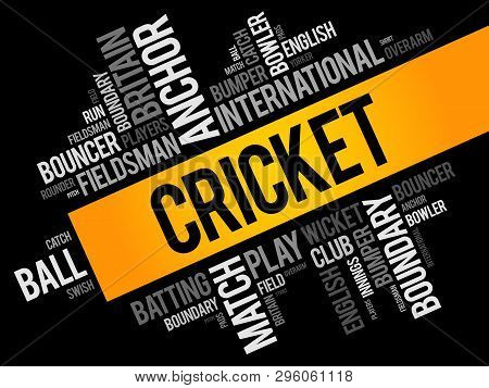 Cricket Word Cloud Collage, Sport Concept Background