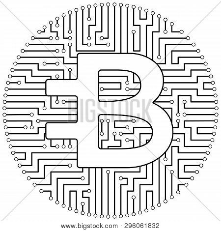 Bytecoin - Cryptocurrency Coin. Vector Thin Line Design Single Isolated Icon. Lineart Illustration O
