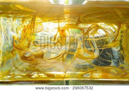 Glass Blocks Background, Glas Wall Texture With Colors Inside, Glass With Cooler Inside,
