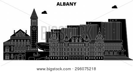 Albany , United States, Outline Travel Skyline Vector Illustration.