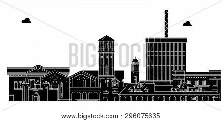Bakersfield, United States, Vector Skyline, Travel Illustration, Landmarks, Sights.
