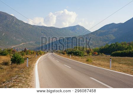 Beautiful Mountain Landscape On Sunny Autumn Day. Road Trip Through The Dinaric Alps. Bosnia And Her