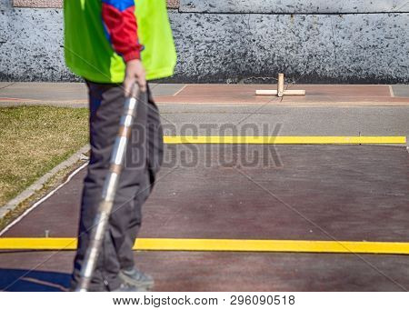 Gorodki - Russian Folk Sports Game. In This Game You Need Specific Distances To Smash Figures Made I
