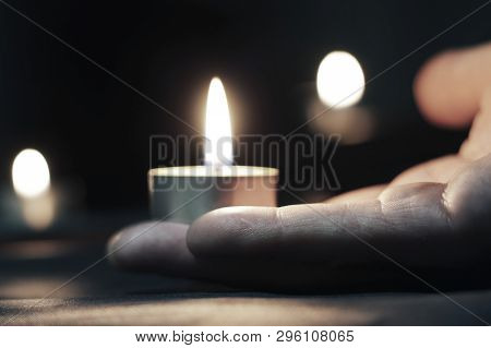 Memorial Day International Holocaust Remembrance Day People Carry Lighted Candles On A Memorial Day.
