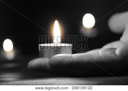 Memorial Day International Holocaust Remembrance Day People Carry Lighted Candles, No One Is Forgott