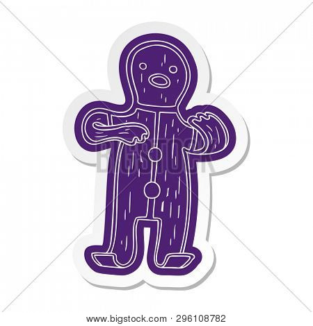 cartoon sticker of a gingerbread man