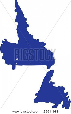 Mappa di Terranova e Labrador in blu