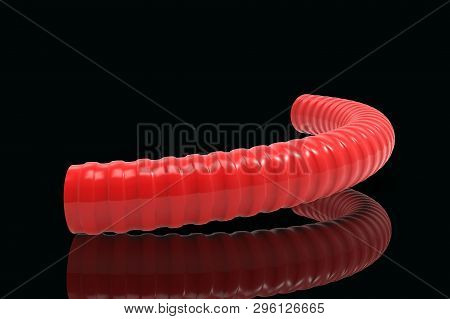 Plastic Ribbed Hose On Black Background 3d Illustration