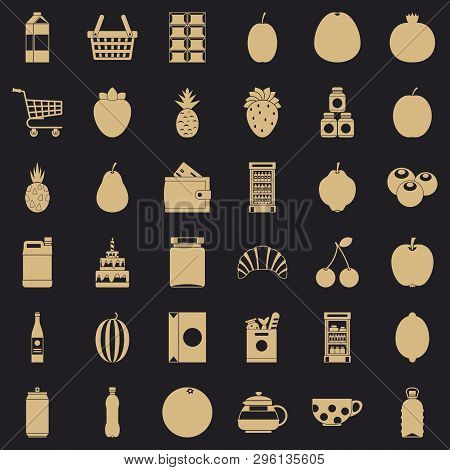 Food And Drink Icons Set. Simple Style Of 36 Food And Drink Icons For Web For Any Design
