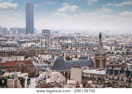 Paris. View of the Latin Quarter and Montparnasse, with Notre Dame