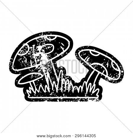grunge distressed icon of a toad stool