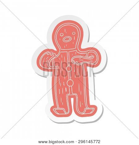 cartoon sticker of a gingerbread man