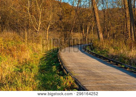 The Towpath Trail In Cuyahoga Valley National Park Crosses A Wetland On A Raised Boardwalk, Here See