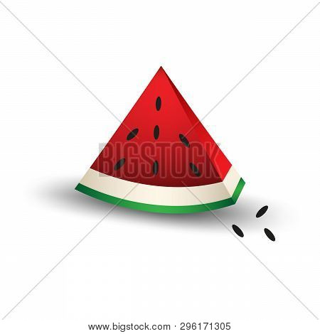 Watermelon Icon In A Flat Style . Web Icon, Sign, Fruit Vector, Design Elements For Business