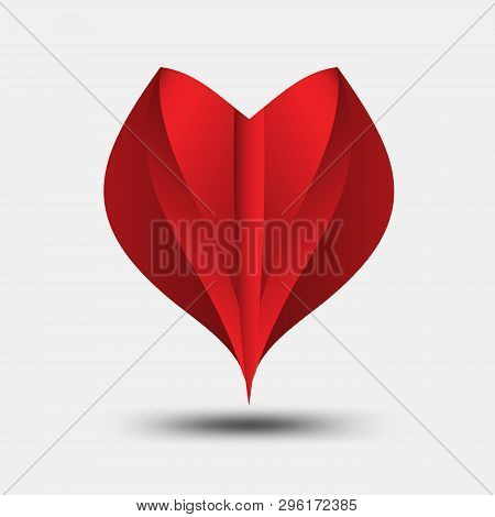 Red Heart Polygonal Vector, Heart Icon, T-shirt Logo, Flat Icon For Apps And Website, Love Sign, Val