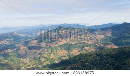 Bald Mountain Landscape At Phu Langka National Park Phayao Thailand  Wide. Bald Mountain At Lan Hin 
