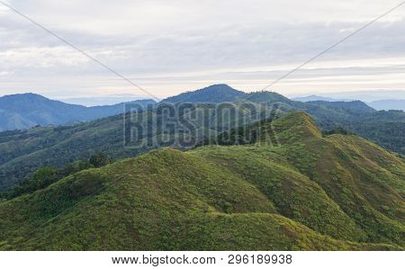 Landscape Phu Langka Mountain National Park At Phayao Thailand Travel. Green Tree Mountain And Cloud