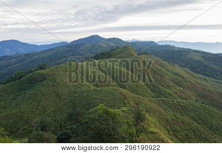 Phu Langka Mountain National Park View Point Center Frame. Phu Langka National Park View Point With 