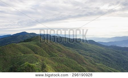 Phu Langka Mountain National Park View Point Left Frame. Phu Langka National Park View Point With Mo