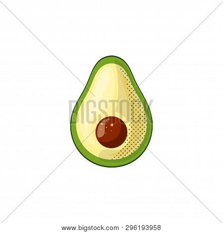 Fresh Juicy Vegetable - Avocado Vector Icon Isolated On White Background. Avocado Icon, Flat Style, 