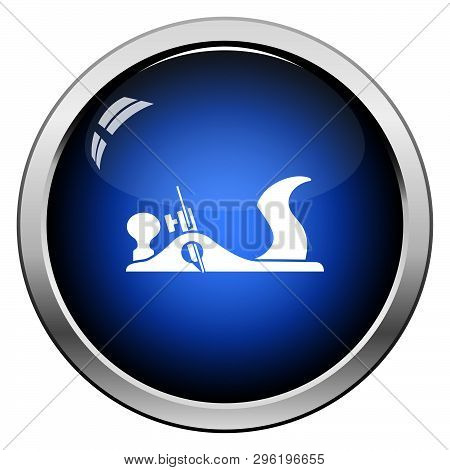 Jack-plane Tool Icon. Glossy Button Design. Vector Illustration.