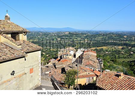 View Of The Countryside From The Small Village Of Poggio Catino In Central Italy