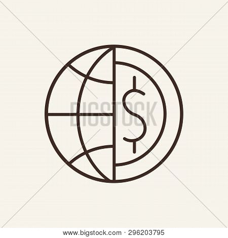 Global Currency Line Icon. Global Finance, International Market, International Business. Global Conc