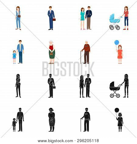 Vector Design Of Character And Avatar  Logo. Set Of Character And Portrait Stock Vector Illustration