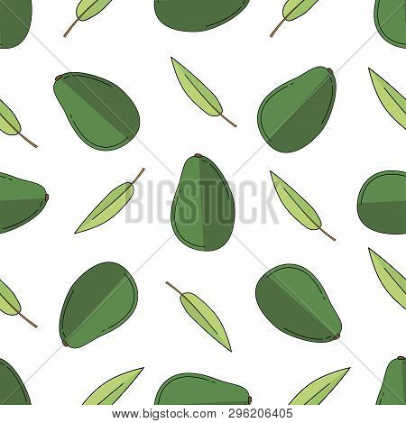 Avocado Colored Isolated Seamless Pattern On White Background.