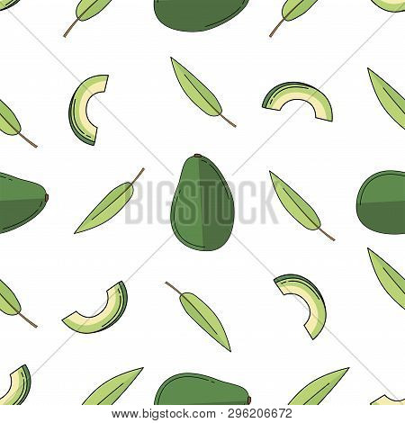 Avocado Colored Isolated Seamless Pattern On White Background.