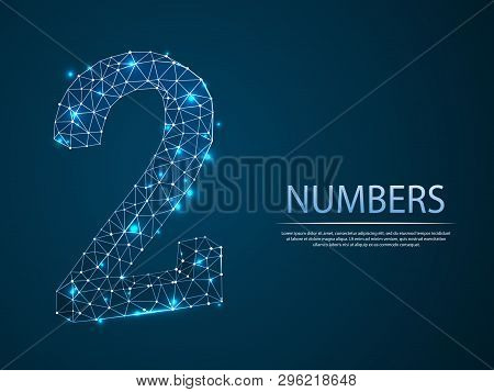 Number Two Low Poly Abstract Illustration Consisting Of Points, Lines, And Shapes In The Form Of Pla
