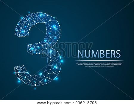 Number Three Low Poly Abstract Illustration Consisting Of Points, Lines, And Shapes In The Form Of P